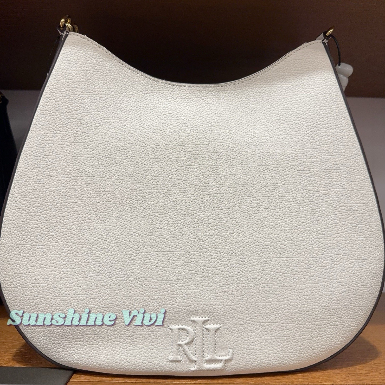 Nwt Lauren Ralph Lauren Pebbled Leather Large Adley Shoulder Bag White